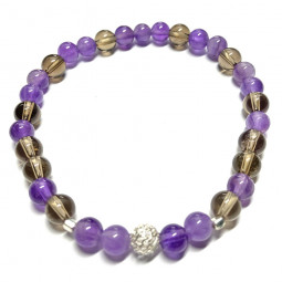 Bracelet en Améthyste & Quartz Fumé