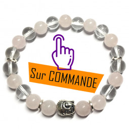 Bracelet en Quartz Rose & Cristal de Roche