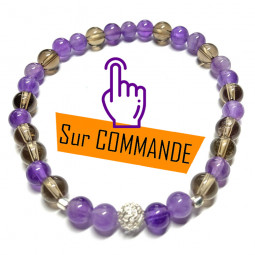 Bracelet en Améthyste & Quartz Fumé