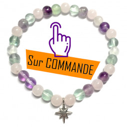 Bracelet en Fluorite & Quartz Rose