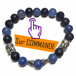 Bracelet en Basalte & Aventurine Bleue