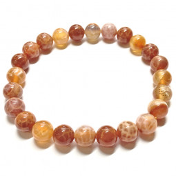 Bracelet en Agate Feu - Boules de 8mm