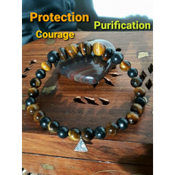 Bracelet en Shungite & Oeil de Tigre