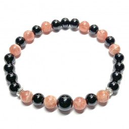 Bracelet en Rhodochrosite & Onyx.