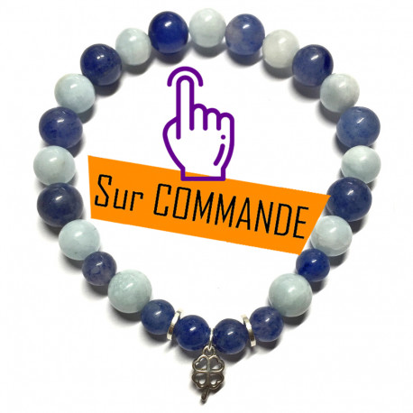 Bracelet en Aigue Marine & Aventurine Bleue
