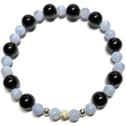 Bracelet en Calcédoine & Onyx