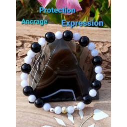 Bracelet en Calcédoine & Onyx