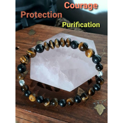 Bracelet en Shungite & Oeil de Tigre