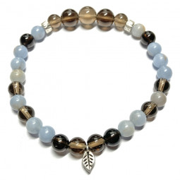 Bracelet en Angélite & Quartz  Fumé