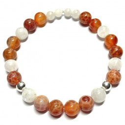 Bracelet en Agate Feu & Pierre de Lune.