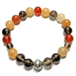 Bracelet en Cornaline & Quartz Fumé