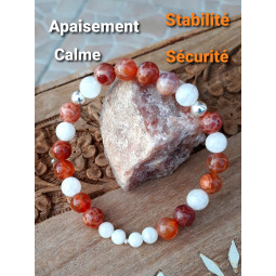 Bracelet en Agate Feu & Pierre de Lune.