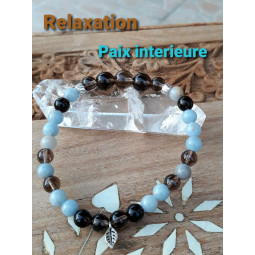 Bracelet en Angélite & Quartz  Fumé