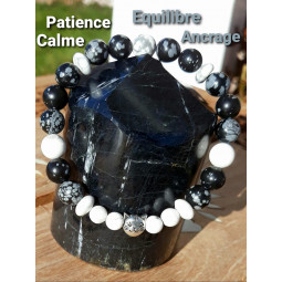 Bracelet en Obsidienne Neige & Howlite