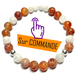 Bracelet en Agate Feu & Pierre de Lune.