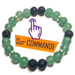 Bracelet en Aventurine Verte & Basalte