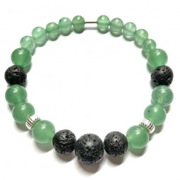 Bracelet en Aventurine Verte & Basalte