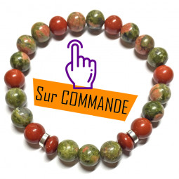 Bracelet en Jaspe Rouge & Unakite