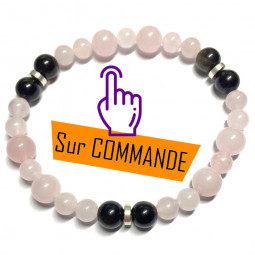 Bracelet en Obsidienne Dorée & Quartz Rose