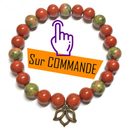 Bracelet en Jaspe Rouge & Unakite