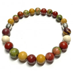 Bracelet en Jaspe Mokaïte & Unakite