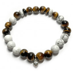 Bracelet en Oeil de Tigre & Howlite