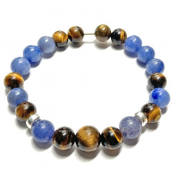 Bracelet en Oeil de Tigre & Aventurine Bleue