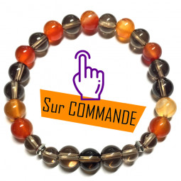 Bracelet en Cornaline & Quartz Fumé