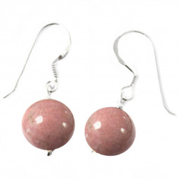 Boucles d'Oreilles en Rhodonite & Argent