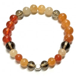 Bracelet en Cornaline & Quartz Fumé