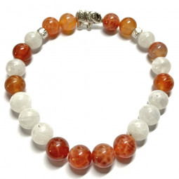 Bracelet en Agate Feu & Pierre de Lune.