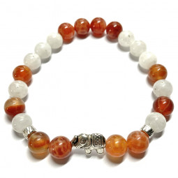 Bracelet en Agate Feu & Pierre de Lune.