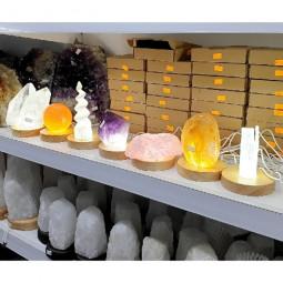 Socle Lumineux USB Rond en Bois