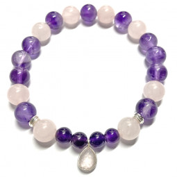 Bracelet en Améthyste & Quartz Rose