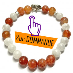 Bracelet en Agate Feu & Pierre de Lune.