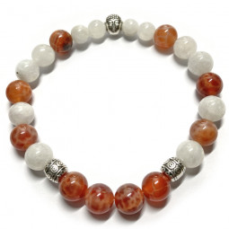 Bracelet en Agate Feu & Pierre de Lune.