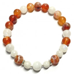 Bracelet en Agate Feu & Pierre de Lune.