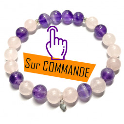 Bracelet en Améthyste & Quartz Rose