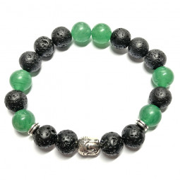 Bracelet en Aventurine Verte & Basalte