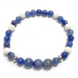 Bracelet en Basalte & Aventurine Bleue