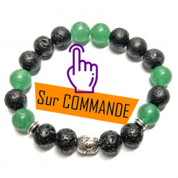 Bracelet en Aventurine Verte & Basalte