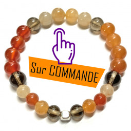 Bracelet en Cornaline & Quartz Fumé