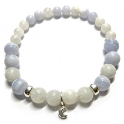 Bracelet en Calcédoine & Pierre de Lune