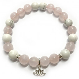 Bracelet en Quartz Rose & Howlite