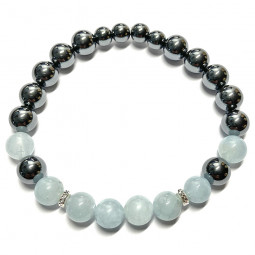 Bracelet en Aigue Marine & Hématite