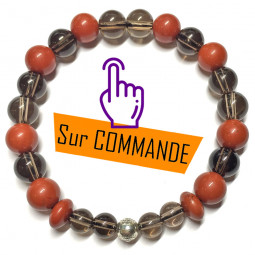 Bracelet en Jaspe Rouge & Quartz Fumé