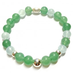 Bracelet en Aventurine Verte & Aigue Marine