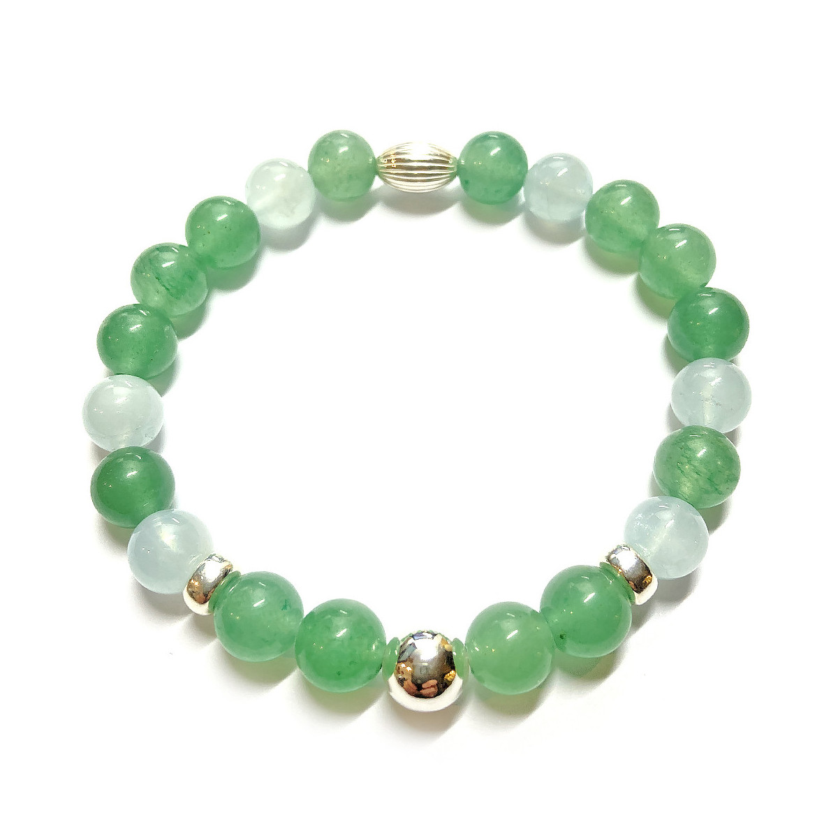 Bracelet en Aventurine Verte & Aigue Marine