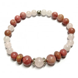 Bracelet en Rhodonite & Quartz Rose