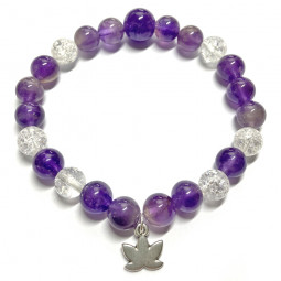 Bracelet en Cristal de Roche & Améthyste